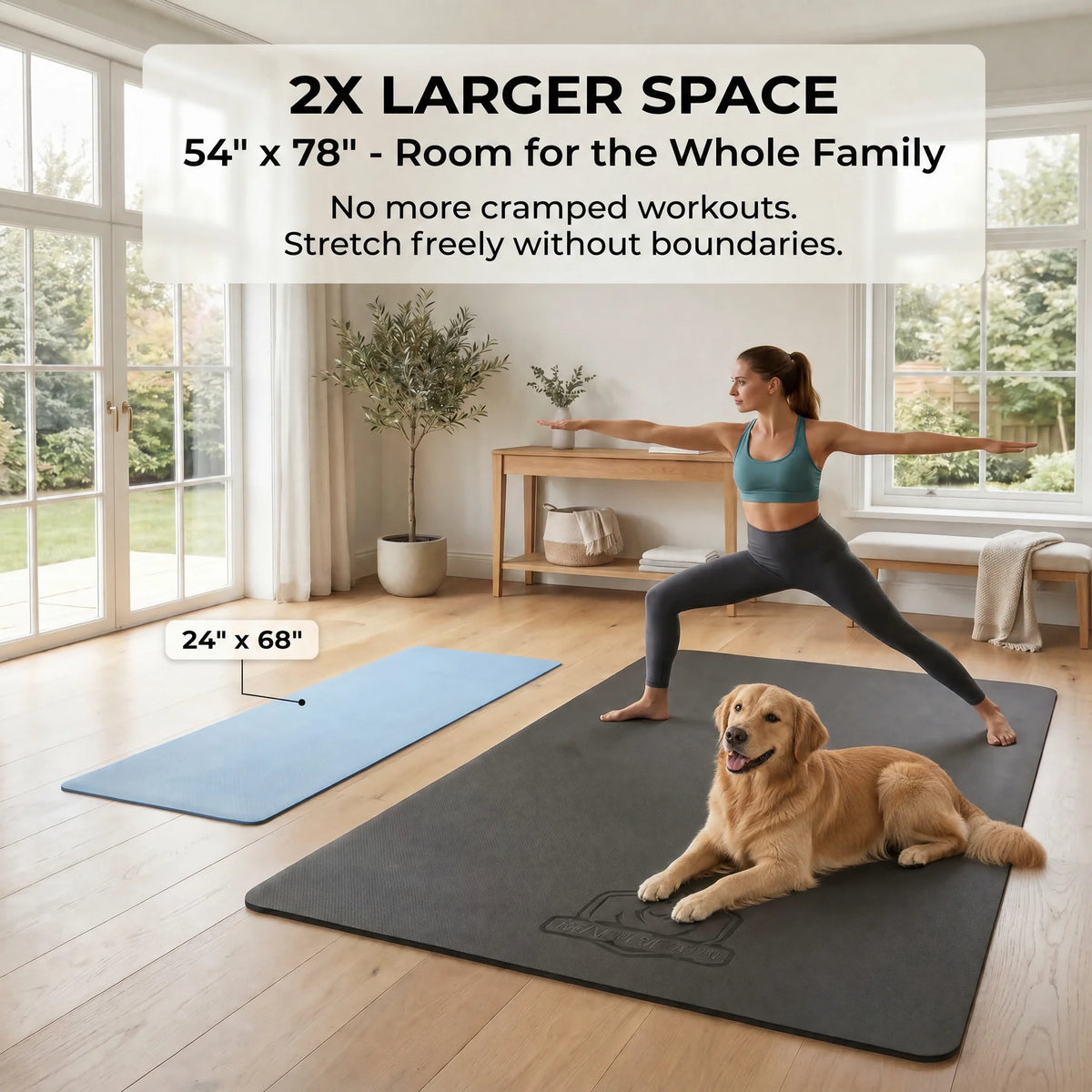 HAPBEAR Extra Large TPE Yoga Mat With Bag And Straps