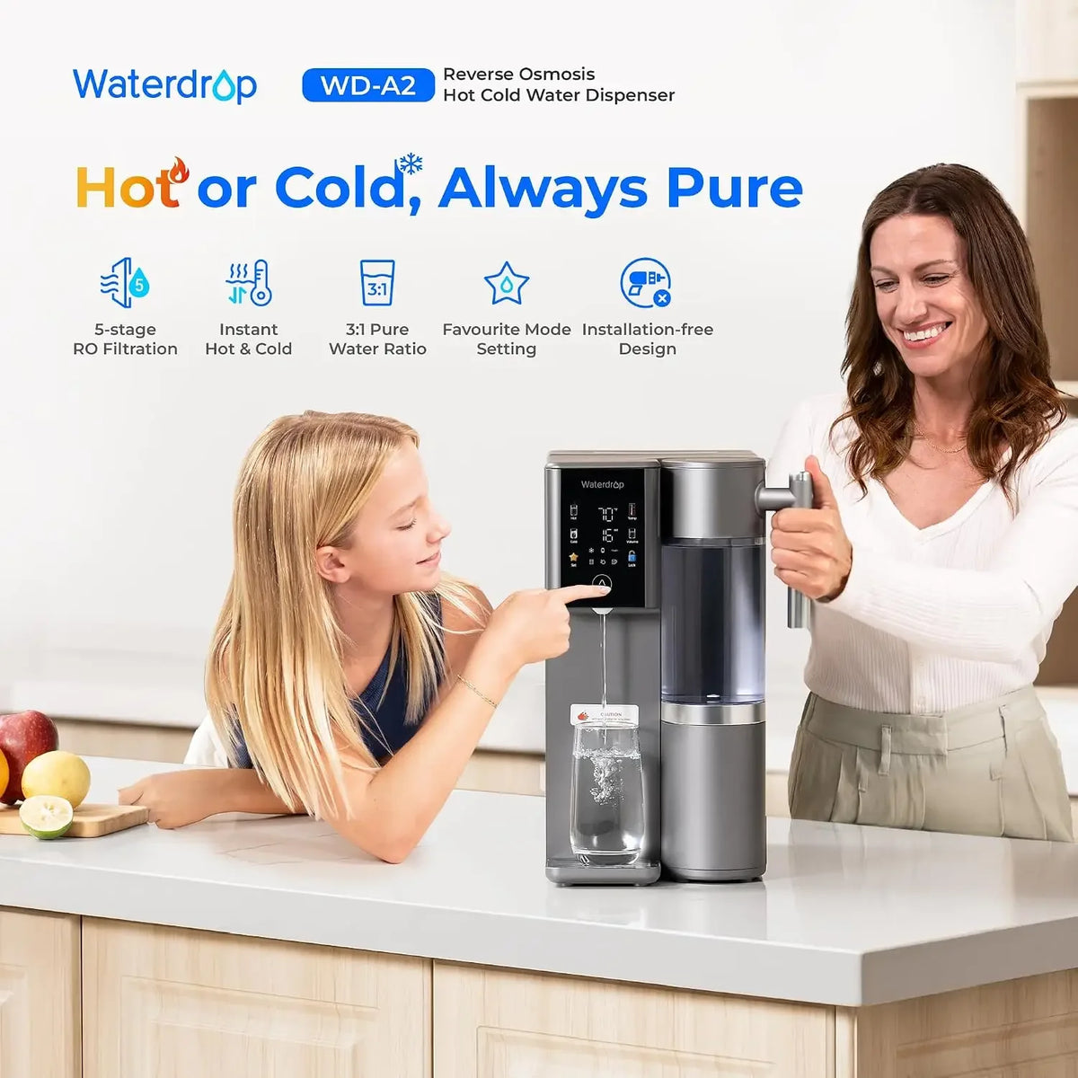 A2 Countertop Reverse Osmosis Hot And Cold Water Cooler