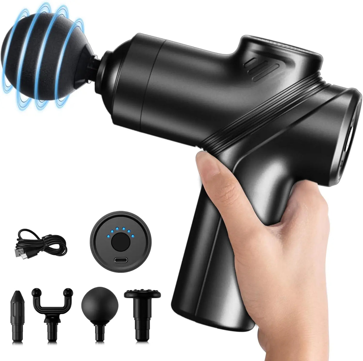LEERCON Portable Deep Tissue Massage Gun With Interchangeable Heads