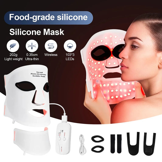 Foreverlily Silicone LED Face And Neck Light Therapy Mask