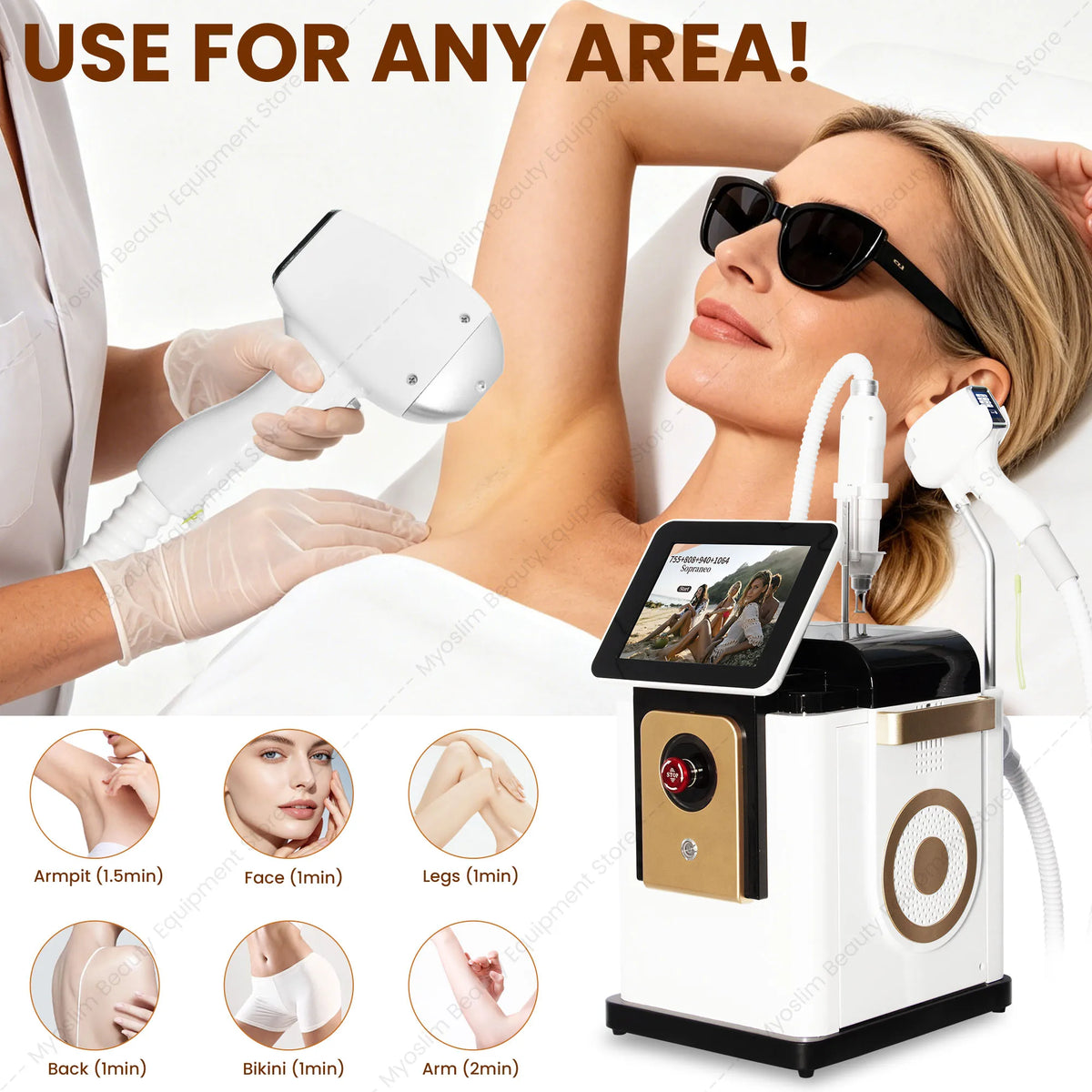 MYOSLIM Professional Diode Laser Hair Removal Machine With Cooling