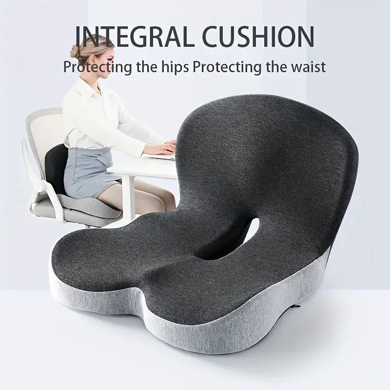 Ergonomic Lumbar Support Seat Cushion With Washable Cover