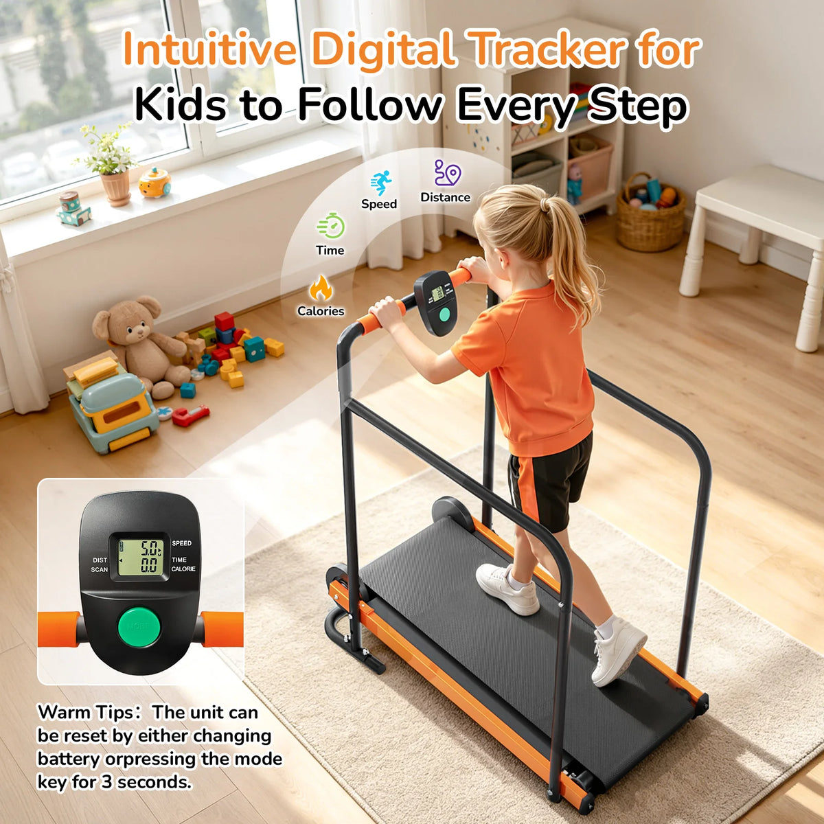 AKLUER Kids Self-Propelled Walking Pad Treadmill for Home Fitness