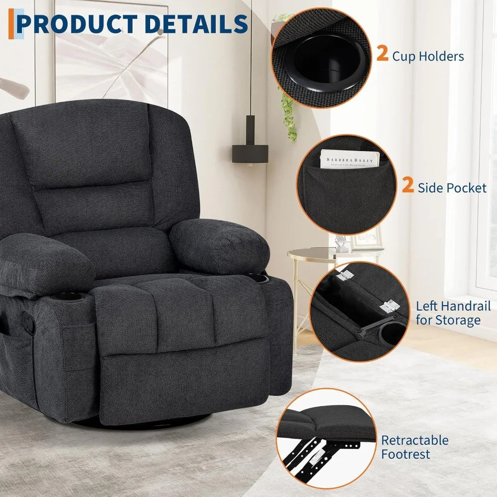Massage Recliner Chair With Vibration, Lumbar Heat And Rocking Motion