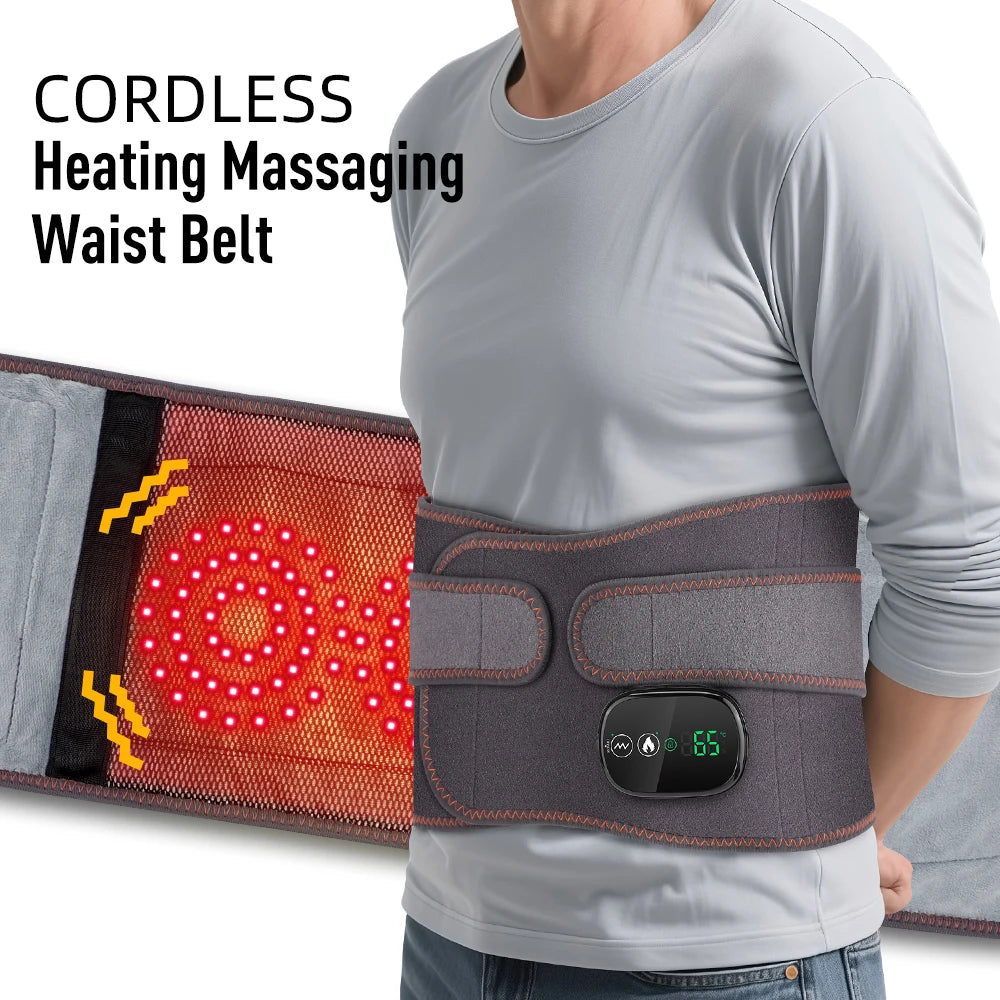 Agdoad Heating Vibration Waist Massager Belt With Red Light Therapy