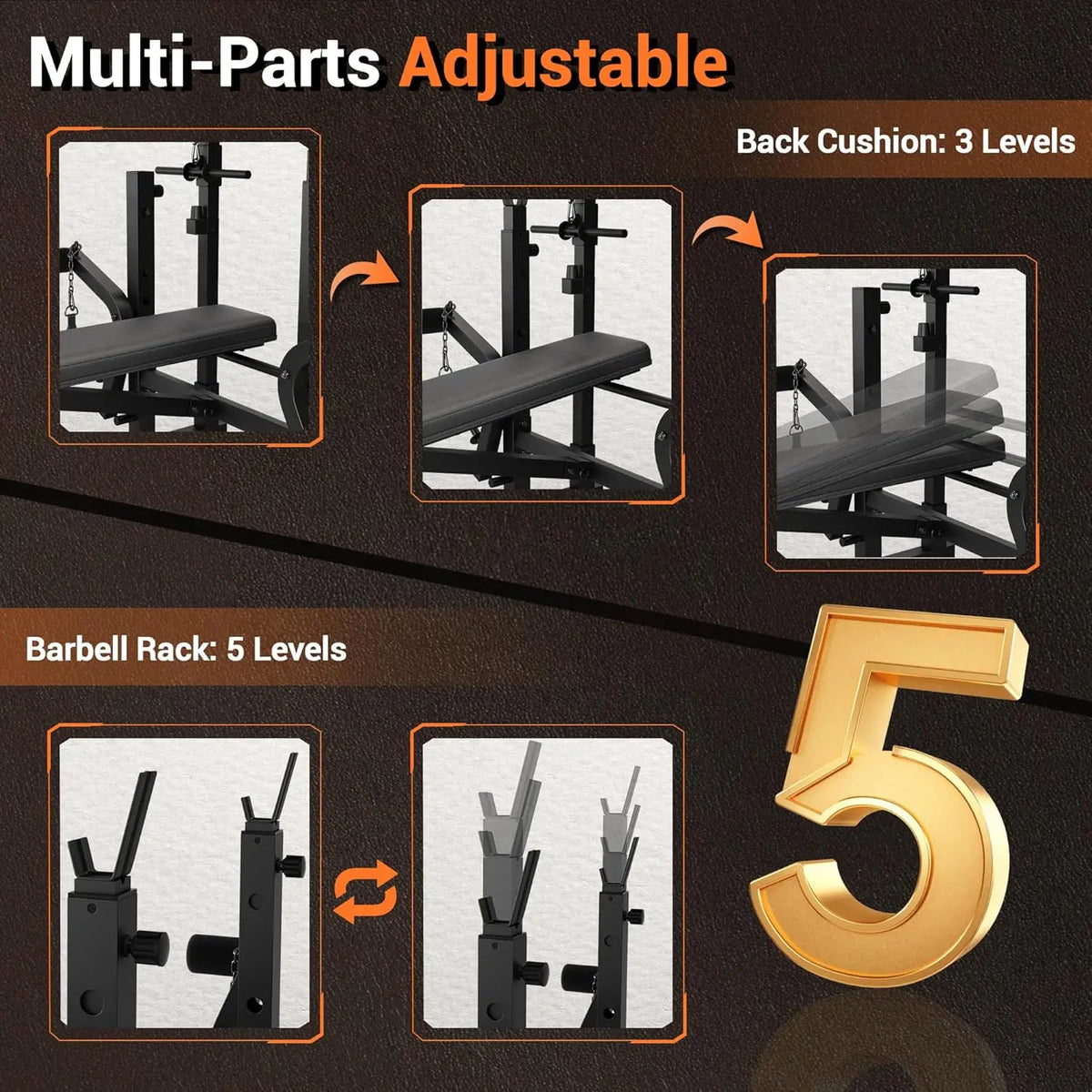 HiMISS Adjustable Weight Bench With Squat Rack And Lat Pulldown