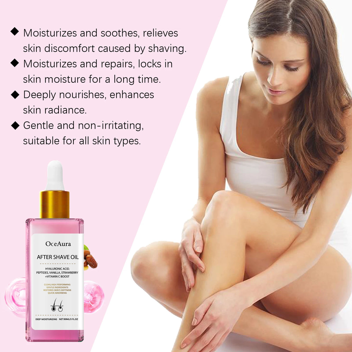Strawberry After Shave Oil For Women Men Soft Smooth Skin Care Moisturizing Nourishing Body Essential Oil Soothing Deep Hydration Anti Hair Growth Inhibition