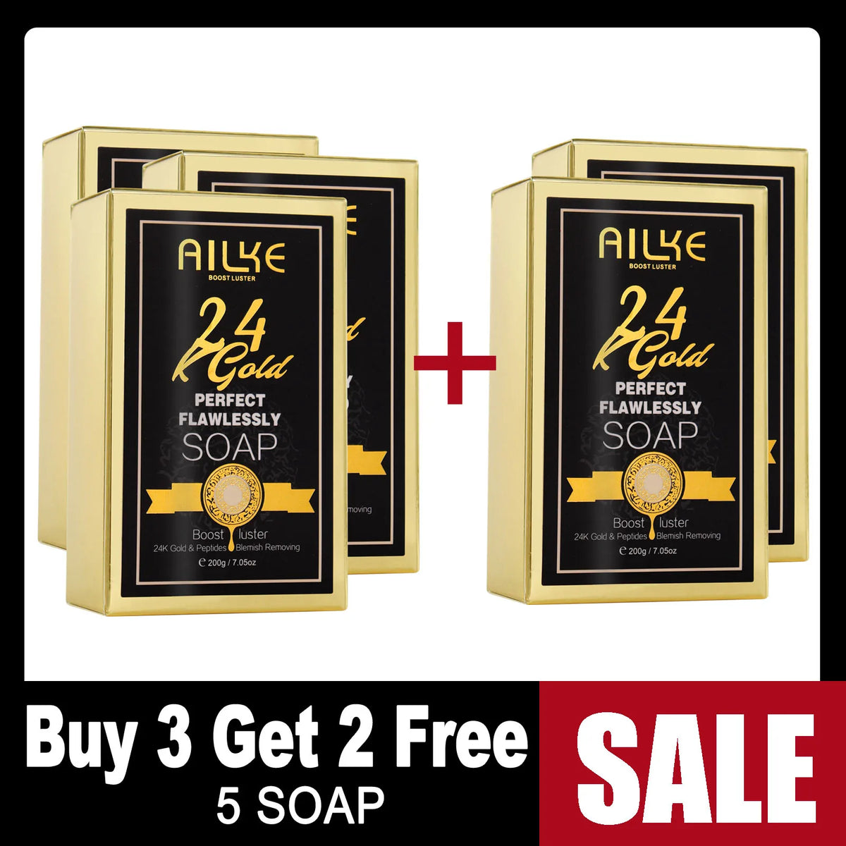 AILKE 24K Gold Foil Brightening Whitening Soap for Dark Spots