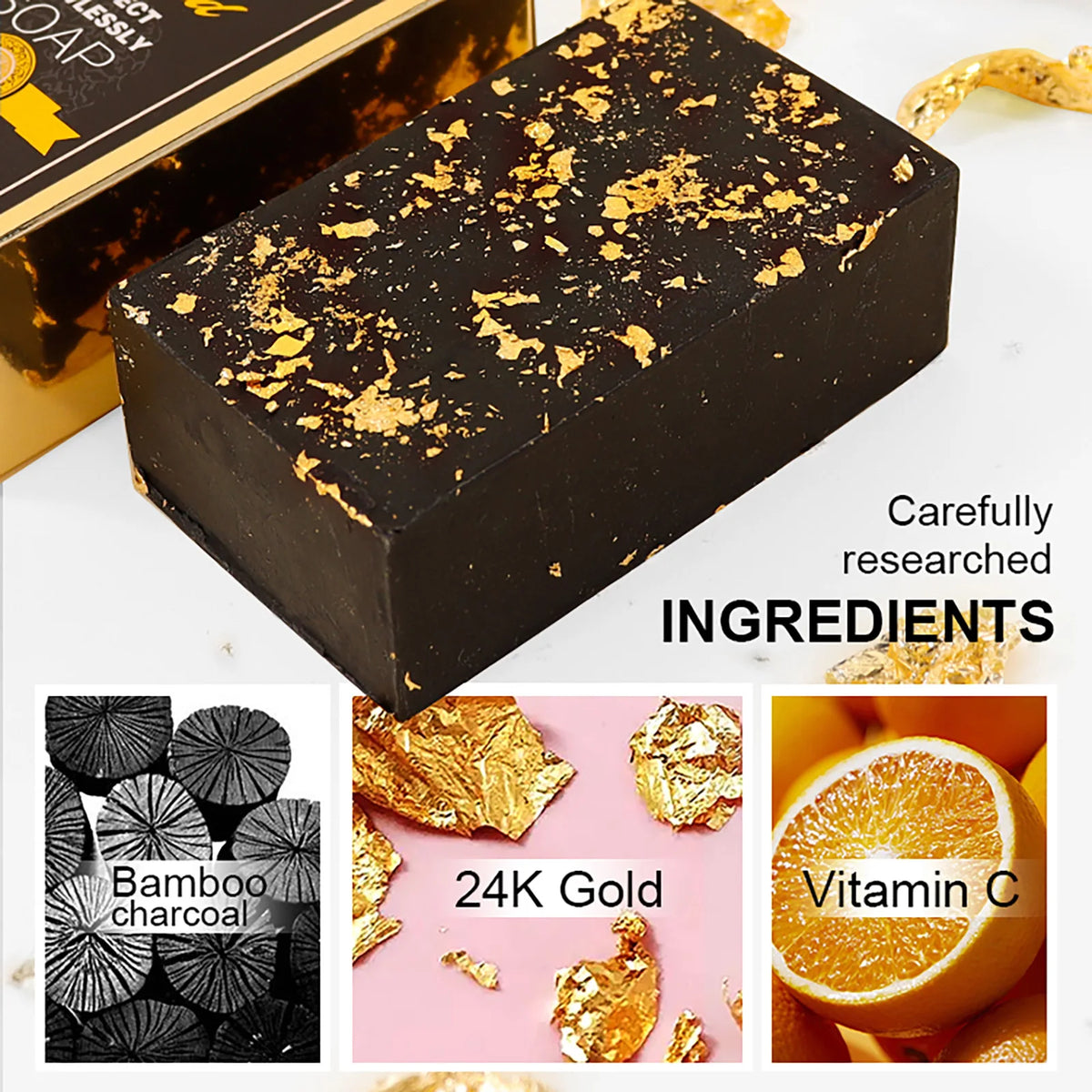 AILKE 24K Gold Foil Brightening Whitening Soap for Dark Spots