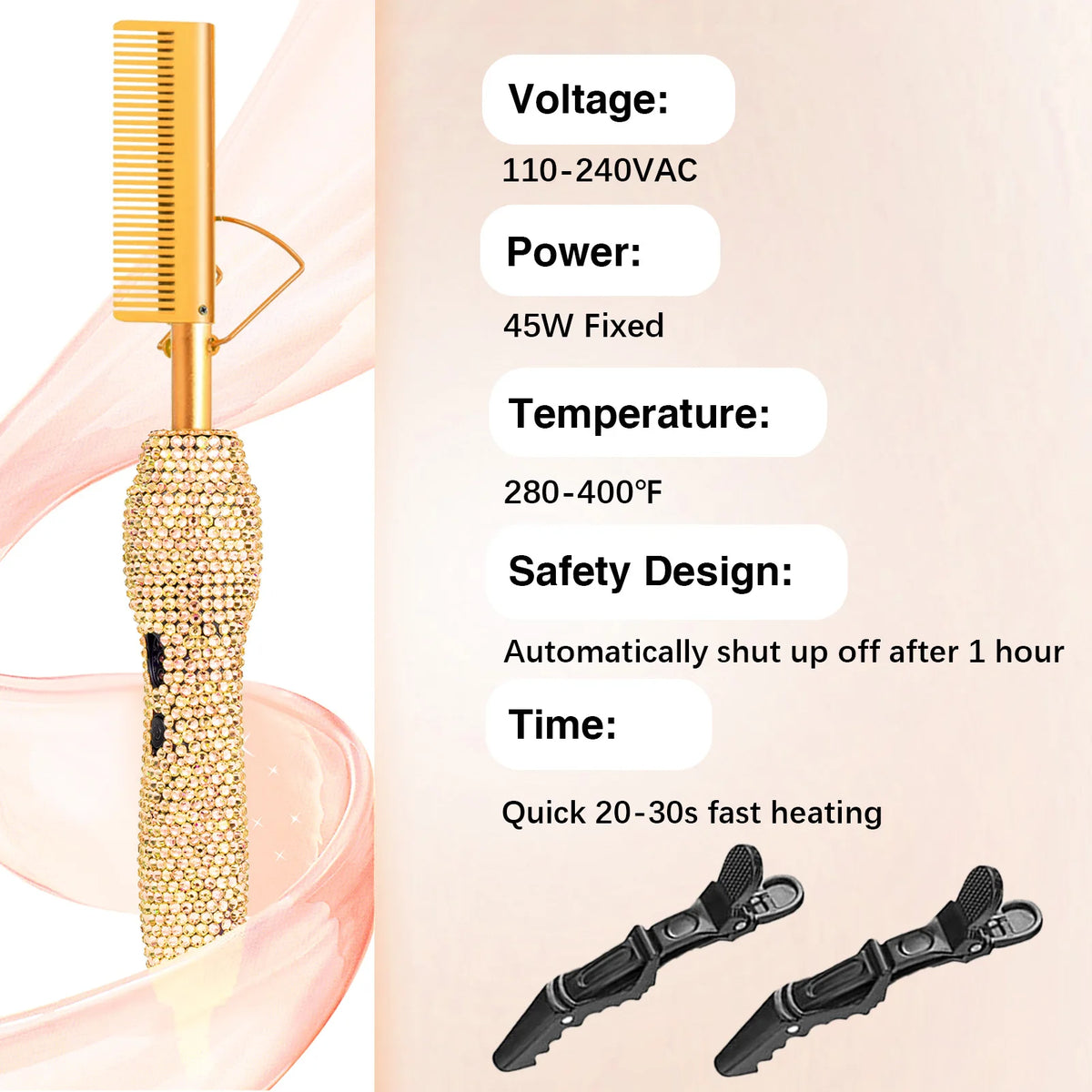 Dual Voltage Hot Comb for Wigs and Human Hair Styling
