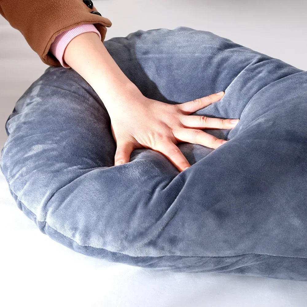 Soft Fleece U-Shaped Pregnancy Pillow - Multi-Function Maternity Body Pillow with Lumbar & Abdominal Support for Side Sleeping