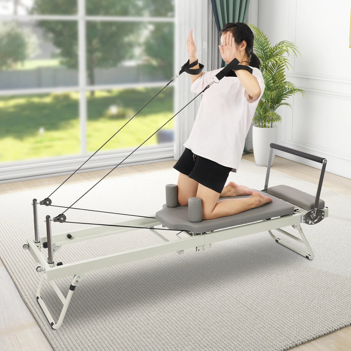 Foldable Pilates Reformer Machine for Home and Studio Fitness Training