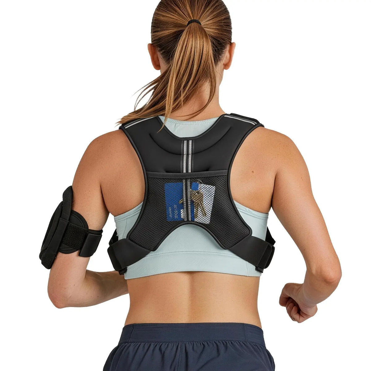 Oeny Adjustable Weighted Training Vest With Reflective Stripe for Strength Training