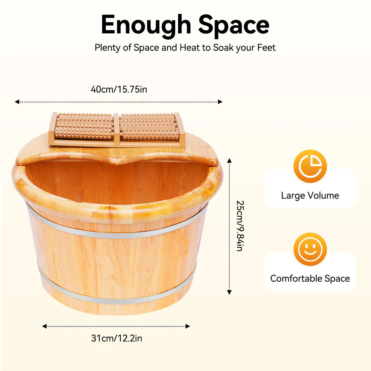 Cedar Wood Foot Bath Massager Basin For Relaxing Home Soaks