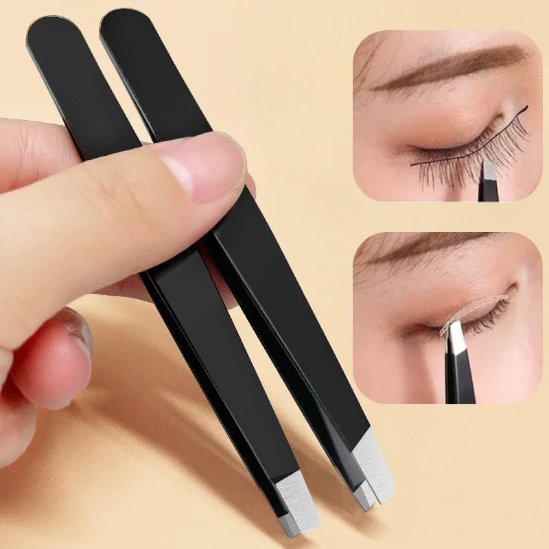 Double Ended Stainless Steel Eyebrow Tweezers For Precision Plucking