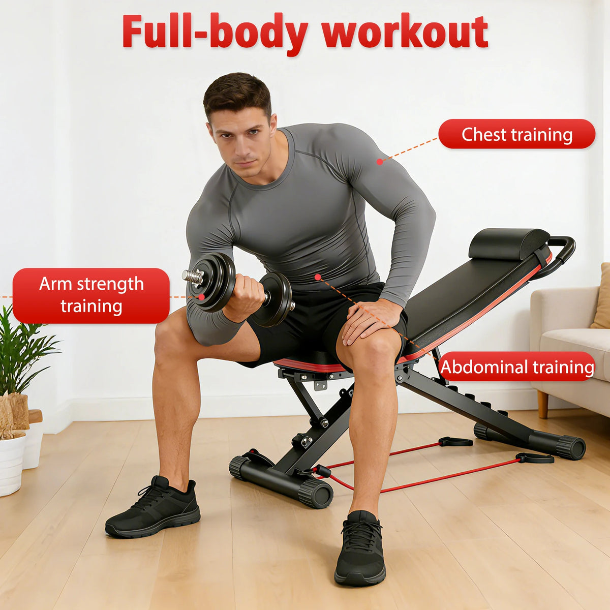 Foldable Multi Functional Dumbbell Weight Bench for Full Body Workouts