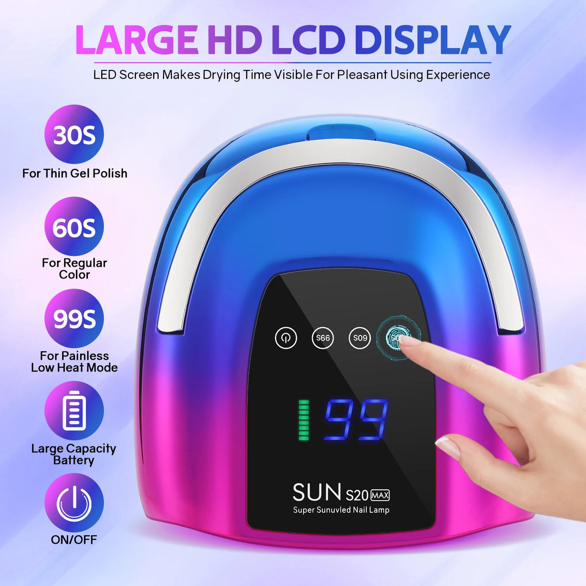 SAYSALLY Rechargeable UV Nail Lamp With LCD Screen