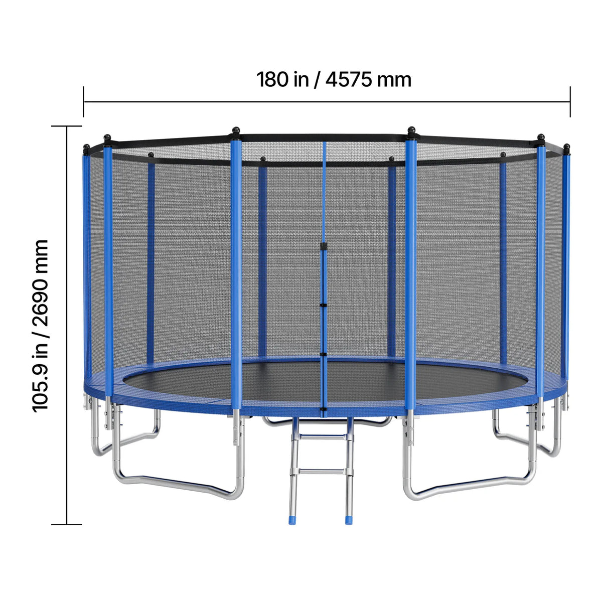 SucceBuy Outdoor Round Trampoline With Safety Enclosure Net For Backyard