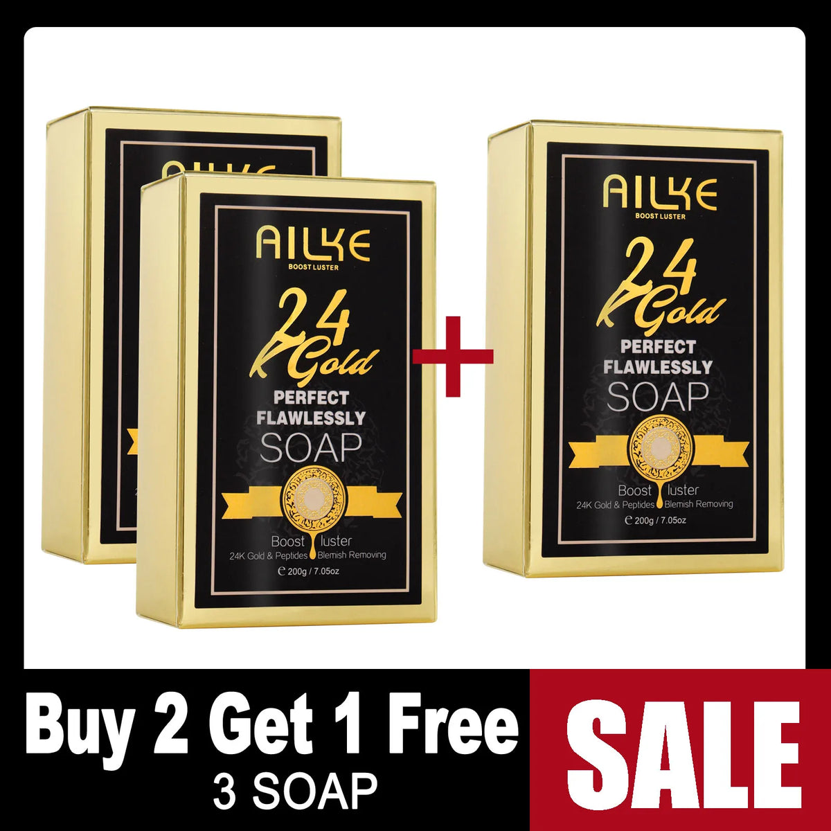 AILKE 24K Gold Foil Brightening Whitening Soap for Dark Spots