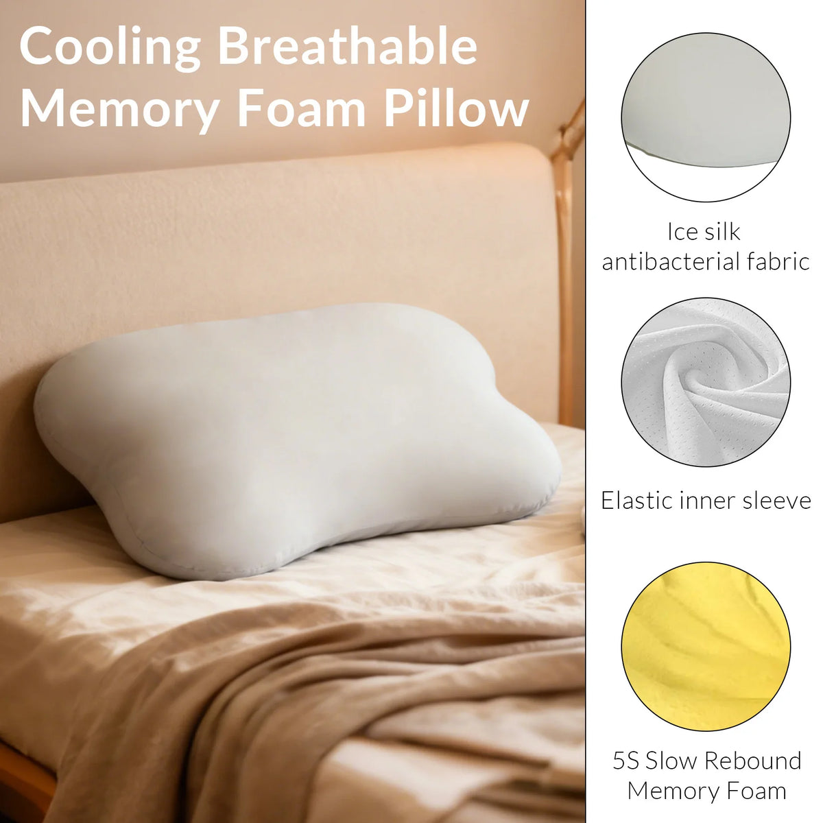 Ergonomic Memory Foam Cervical Neck Pillow for Neck and Shoulder Support