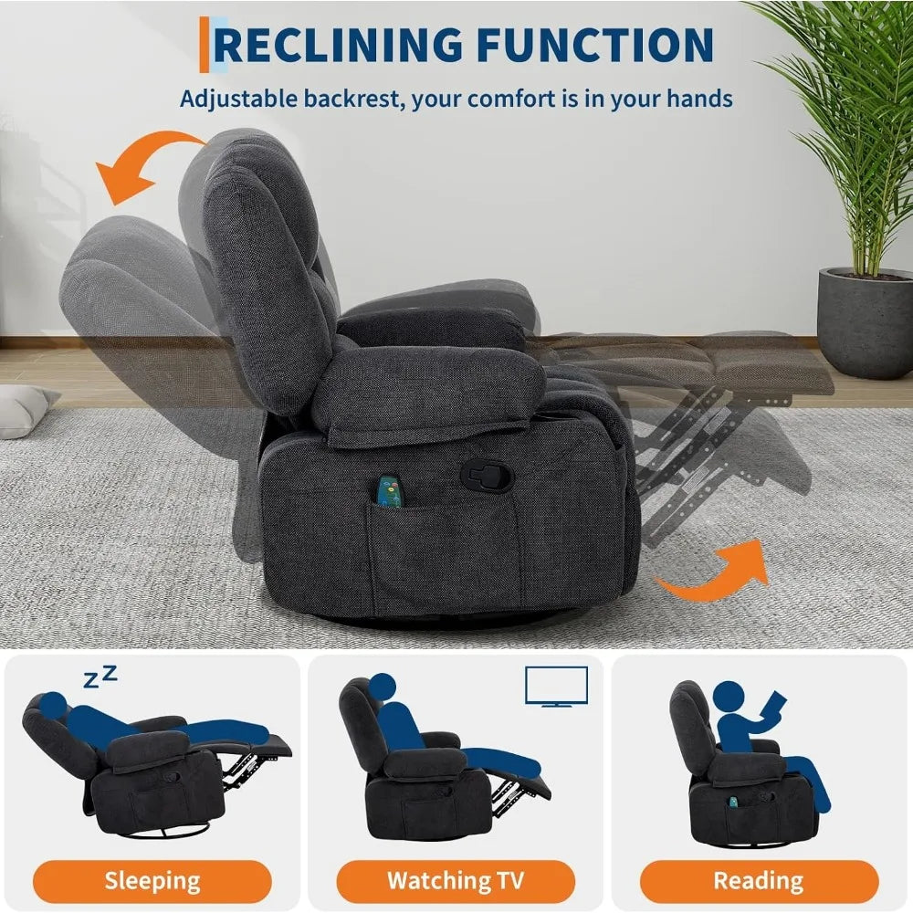 Massage Recliner Chair With Vibration, Lumbar Heat And Rocking Motion