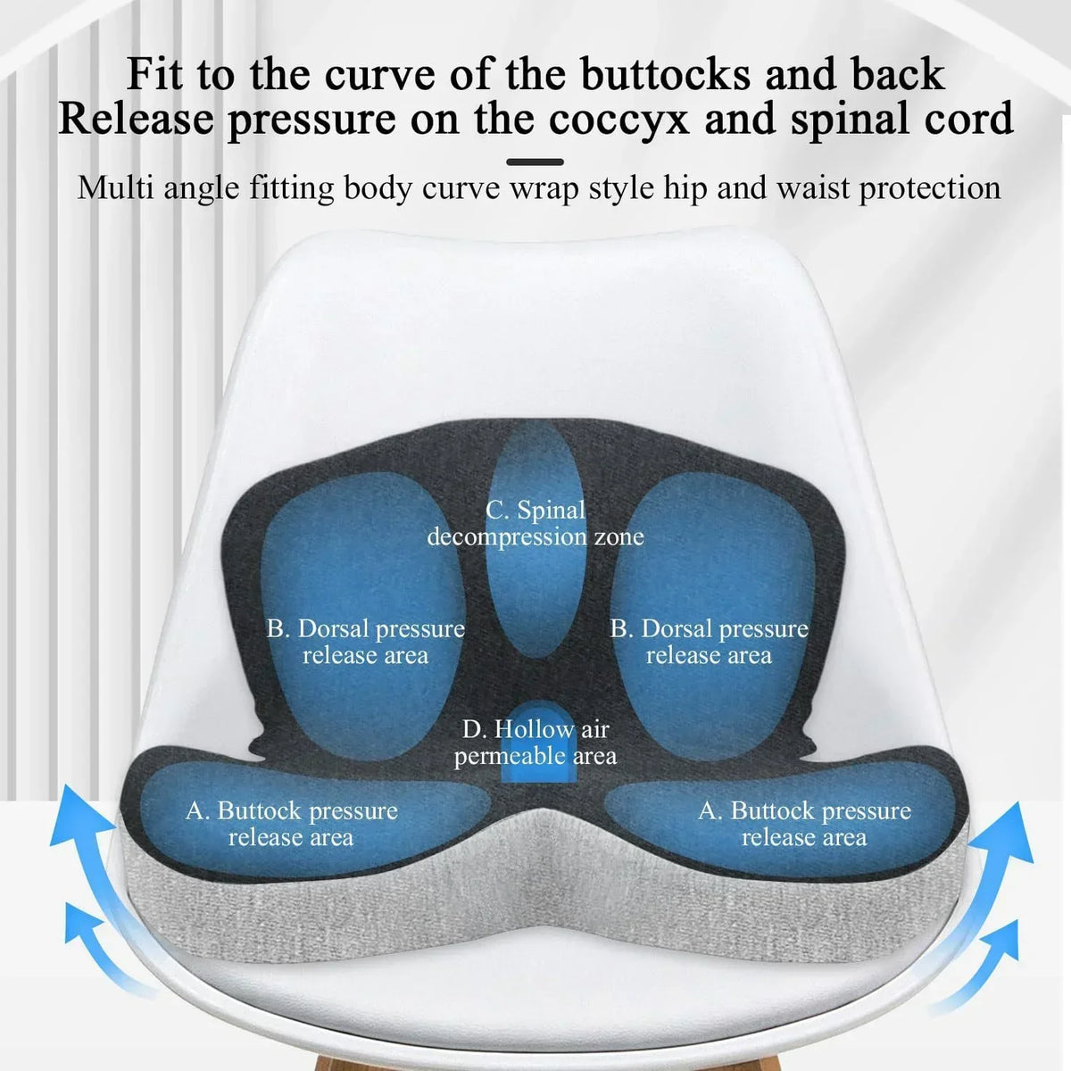 Memory Foam Coccyx Support Seat Cushion For Office And Car