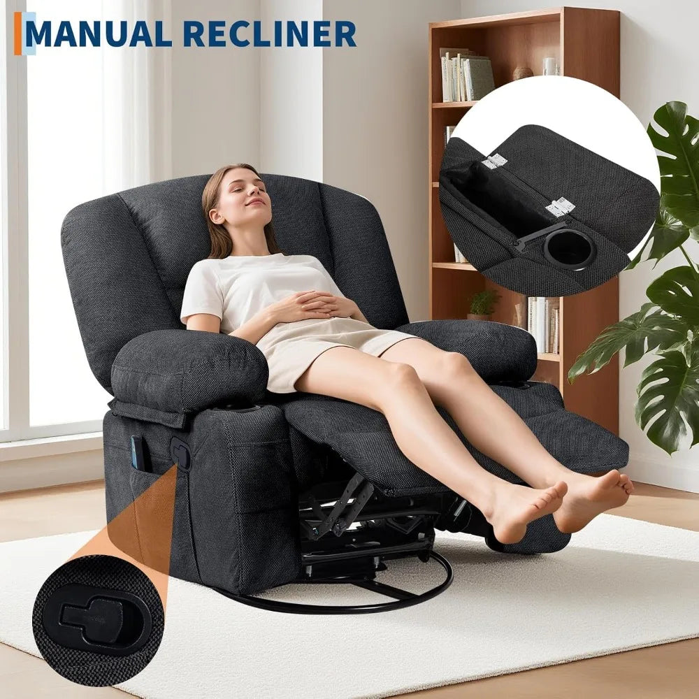Massage Recliner Chair With Vibration, Lumbar Heat And Rocking Motion