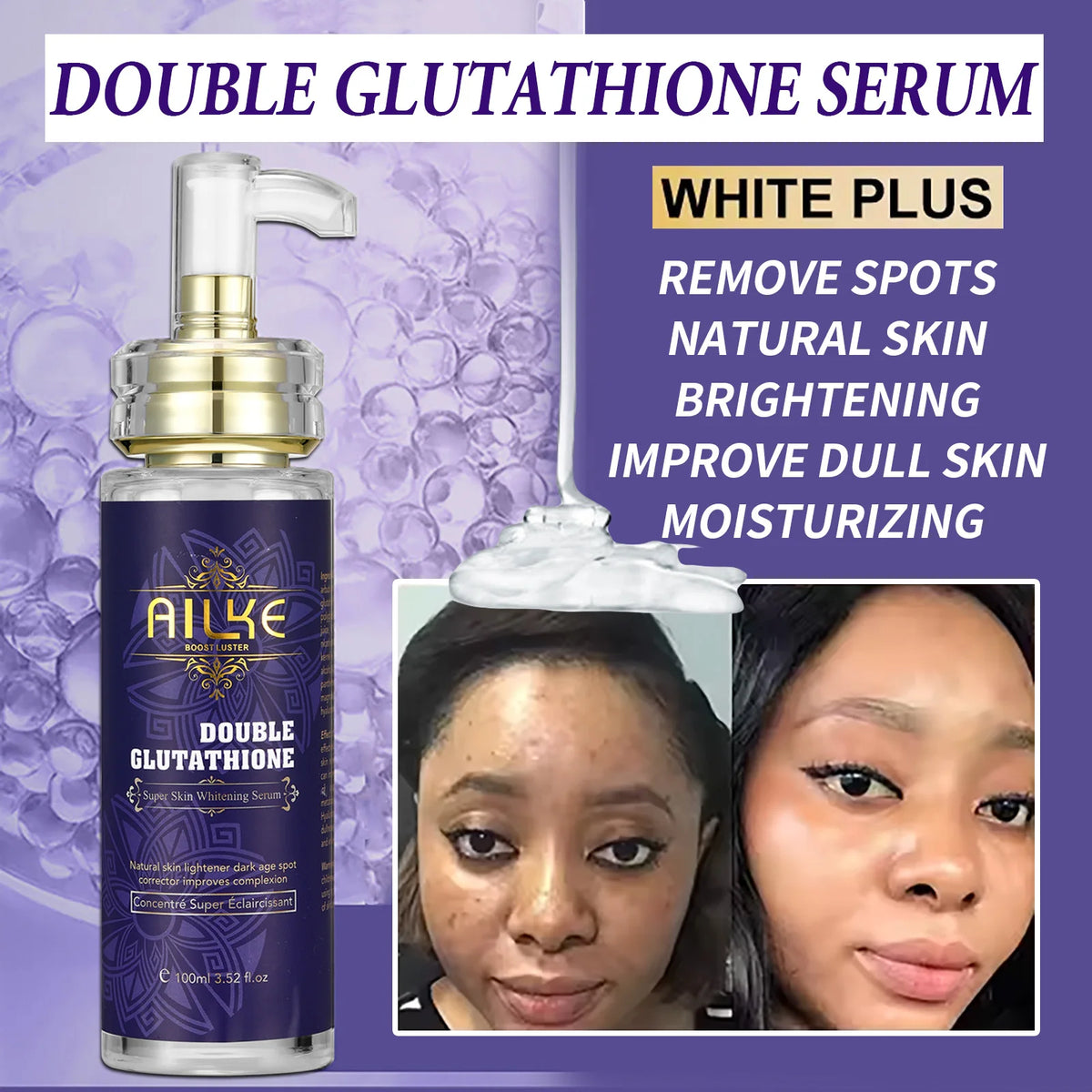 AILKE Glutathione Whitening Essence for Moisturized Even Skin Tone