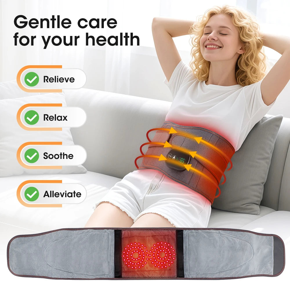 Agdoad Heating Vibration Waist Massager Belt With Red Light Therapy