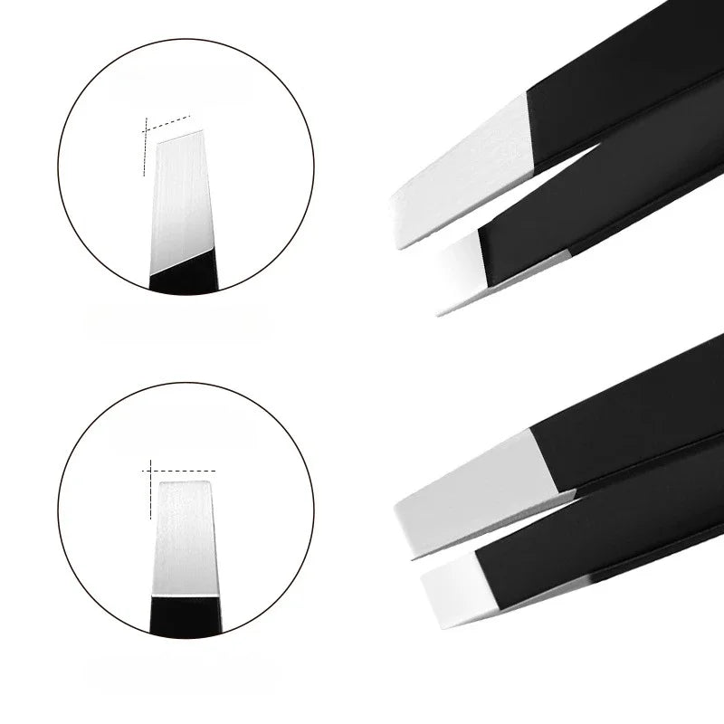 Double Ended Stainless Steel Eyebrow Tweezers For Precision Plucking