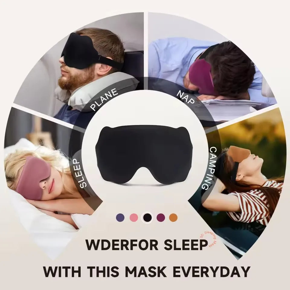 3D Contoured Sleep Mask Blindfold For Comfortable Light Blocking