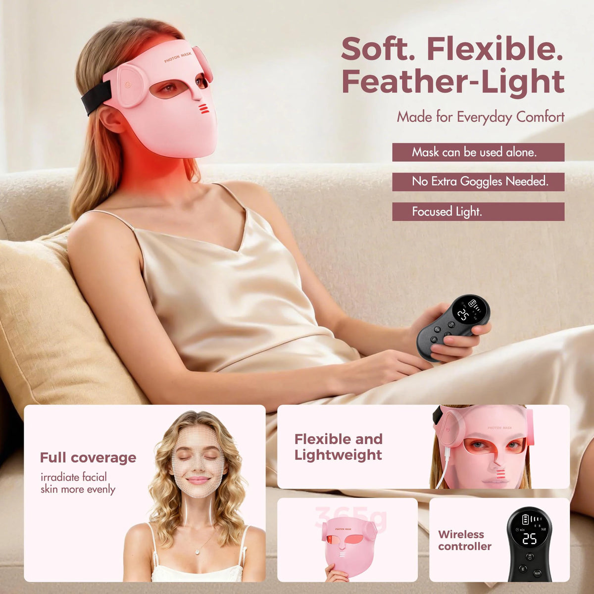 UBilli LED Light Therapy Face Mask For Skin Rejuvenation