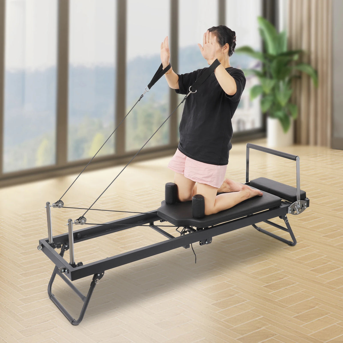 Foldable Pilates Reformer Machine for Home and Studio Fitness Training