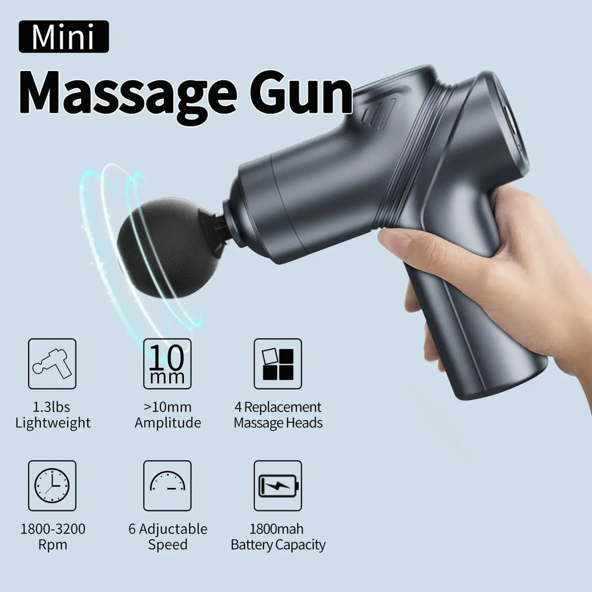 LEERCON Portable Deep Tissue Muscle Massage Gun With Interchangeable Heads