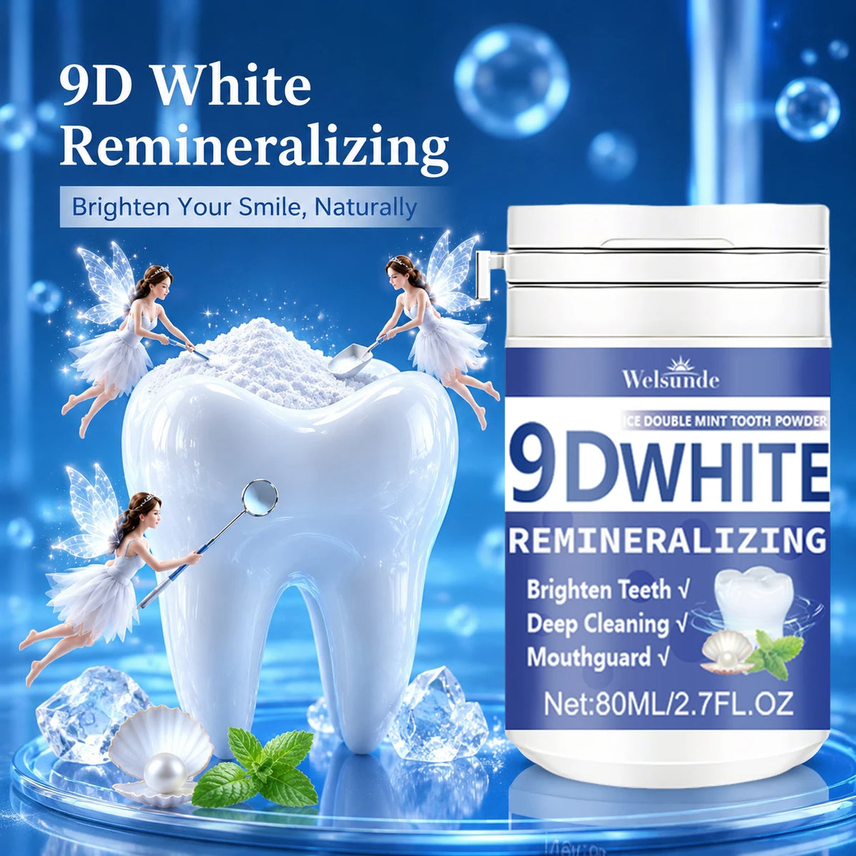 Welsunde Whitening Tooth Powder for Deep Clean and Fresh Breath