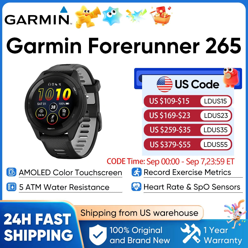 Garmin Forerunner 265 GPS Smartwatch With AMOLED And Heart Rate Tracking
