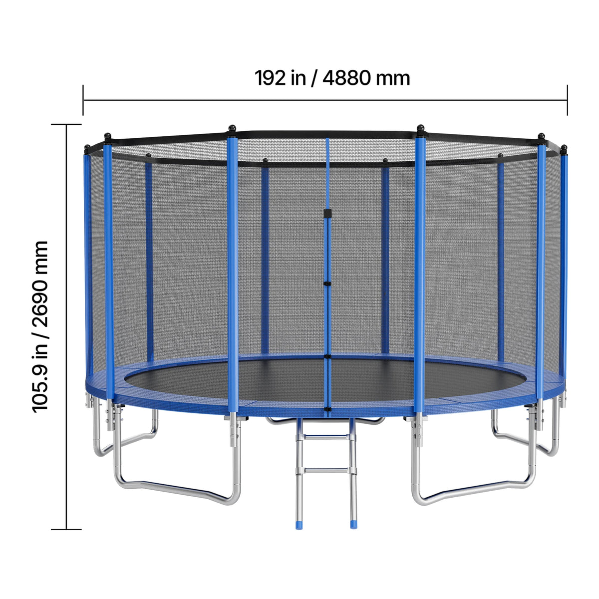 SucceBuy Outdoor Round Trampoline With Safety Enclosure Net For Backyard