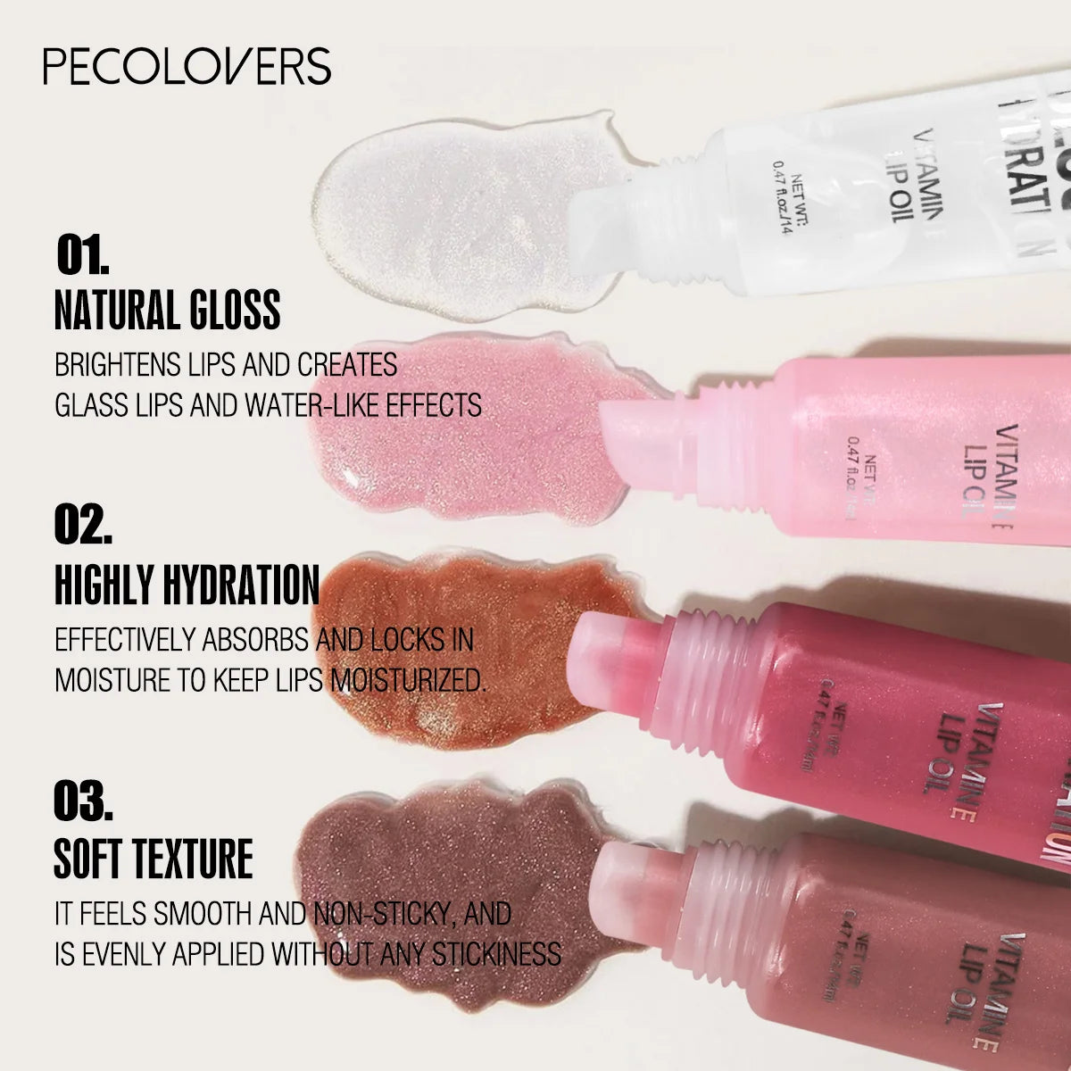 Moisturizing Lip Oil Kit Non Sticky Multi Shade Glossy Liquid