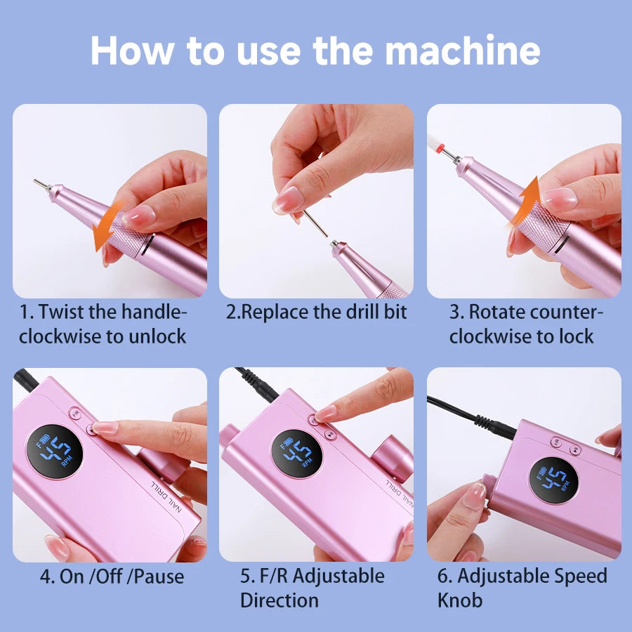 Cosprysmal Rechargeable Electric Nail Drill Machine With LCD Display