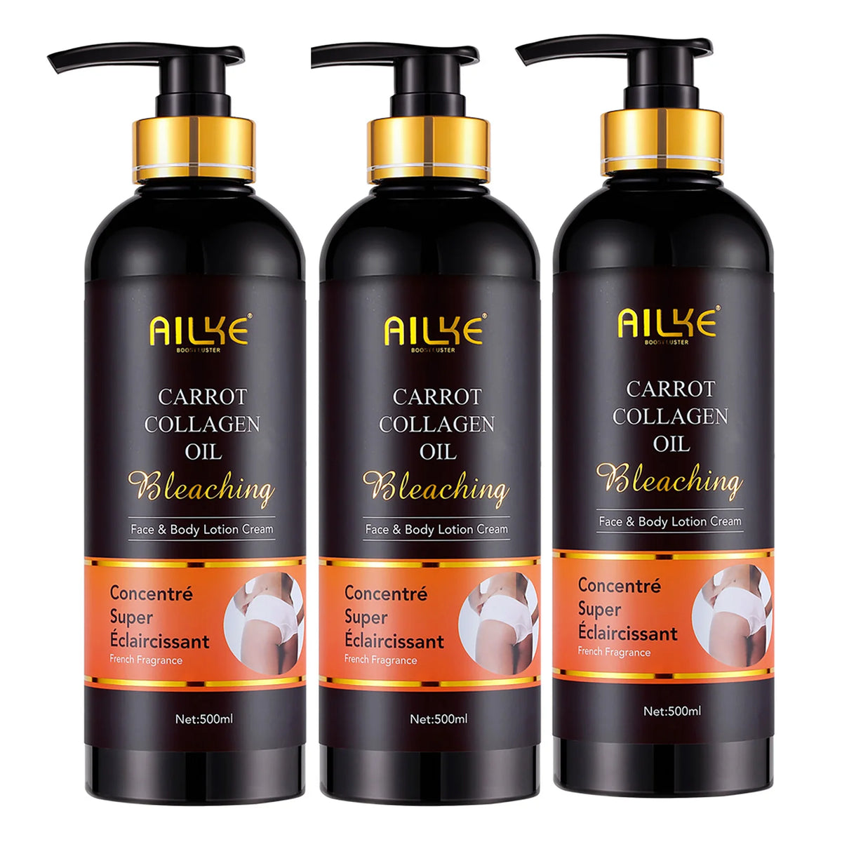 AILKE Whitening Body Lotion, Reduce Dark Spots, Even Skin Tone, With Collagen And Natural Carrot Oil, Skin Moisturizer, 500ml