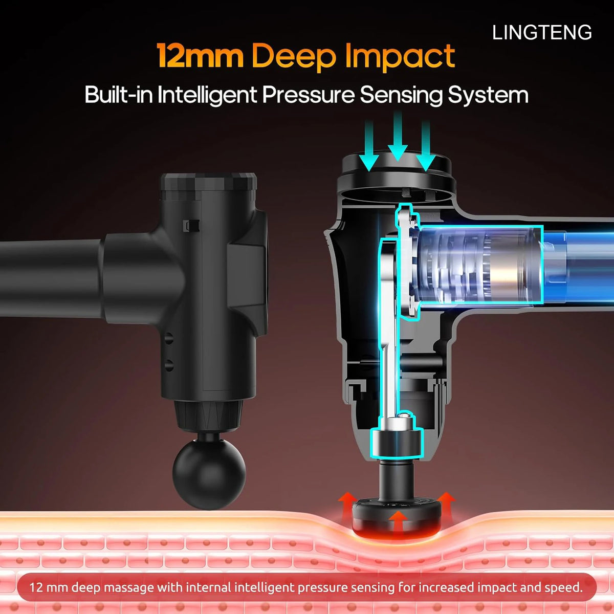 Lingteng Deep Tissue Percussion Massage Gun With Quiet Operation