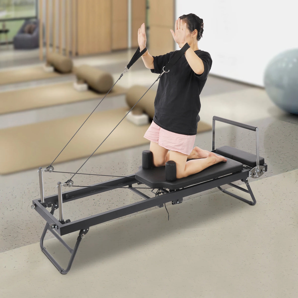 Foldable Pilates Reformer Machine for Home and Studio Fitness Training
