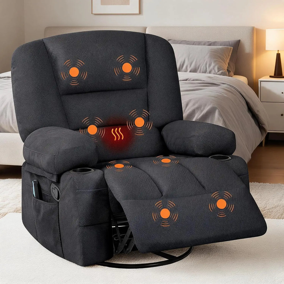 Massage Recliner Chair With Vibration, Lumbar Heat And Rocking Motion
