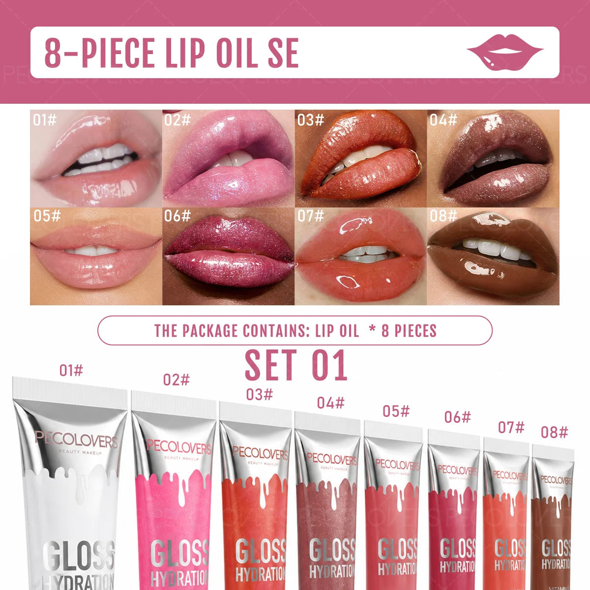 Moisturizing Lip Oil Kit Non Sticky Multi Shade Glossy Liquid