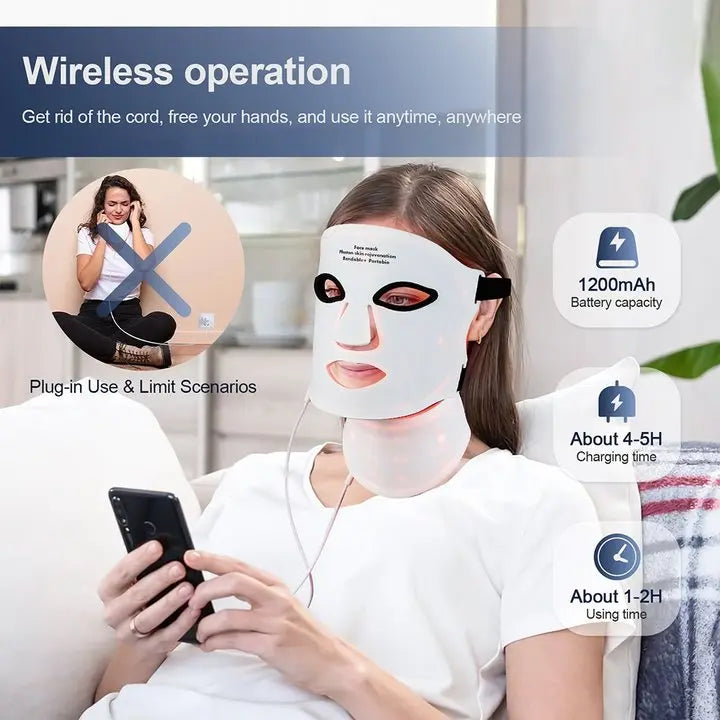 Foreverlily Silicone LED Face And Neck Light Therapy Mask