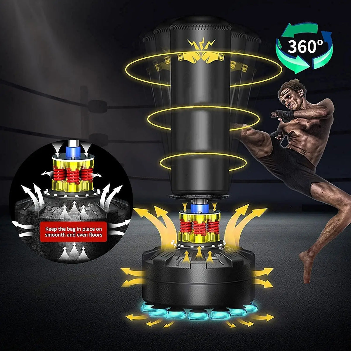 Freestanding Punching Bag With Weighted Base For Home Gym Training