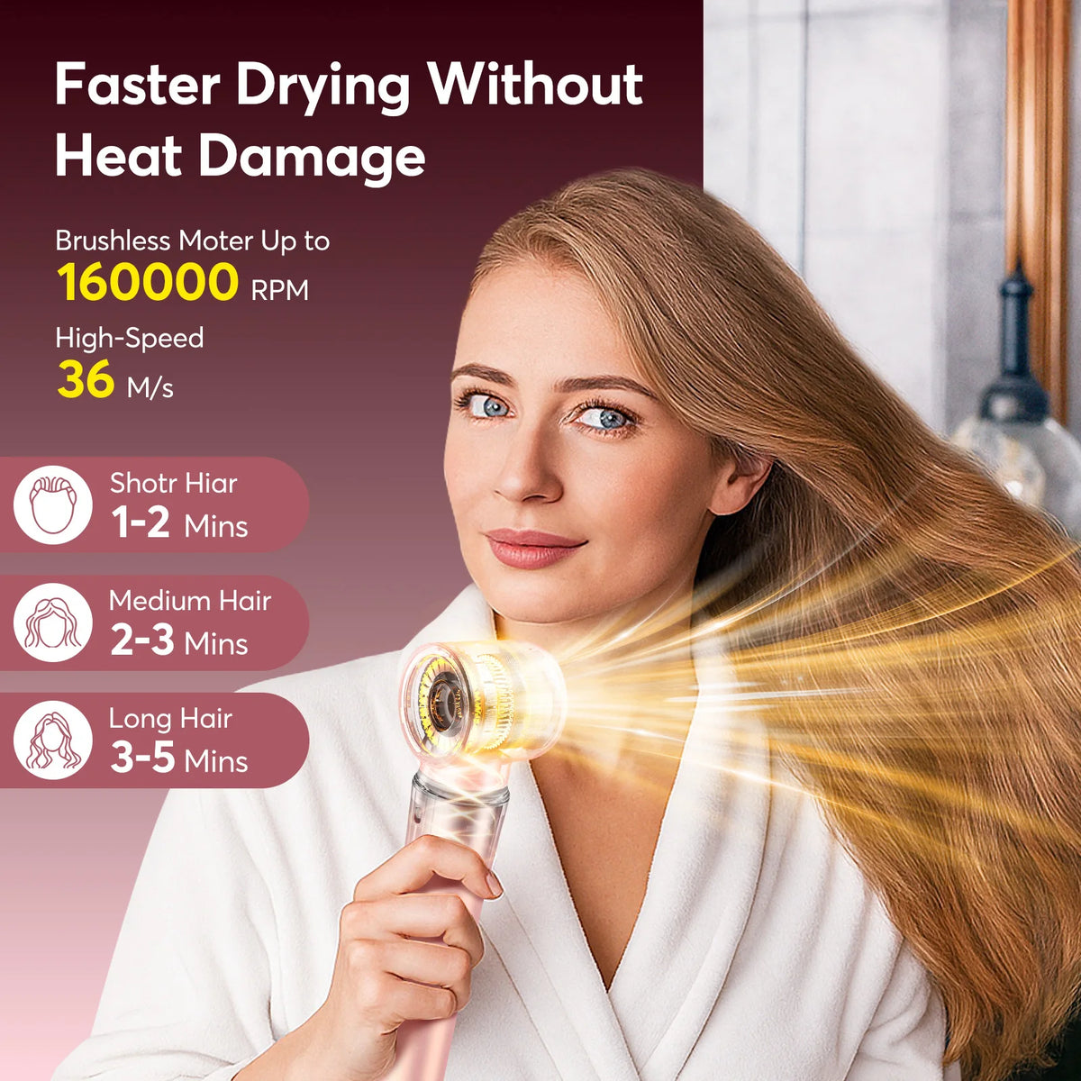 BOPCAL 5-in-1 Hot Air Hair Dryer Brush Styling Tool Set
