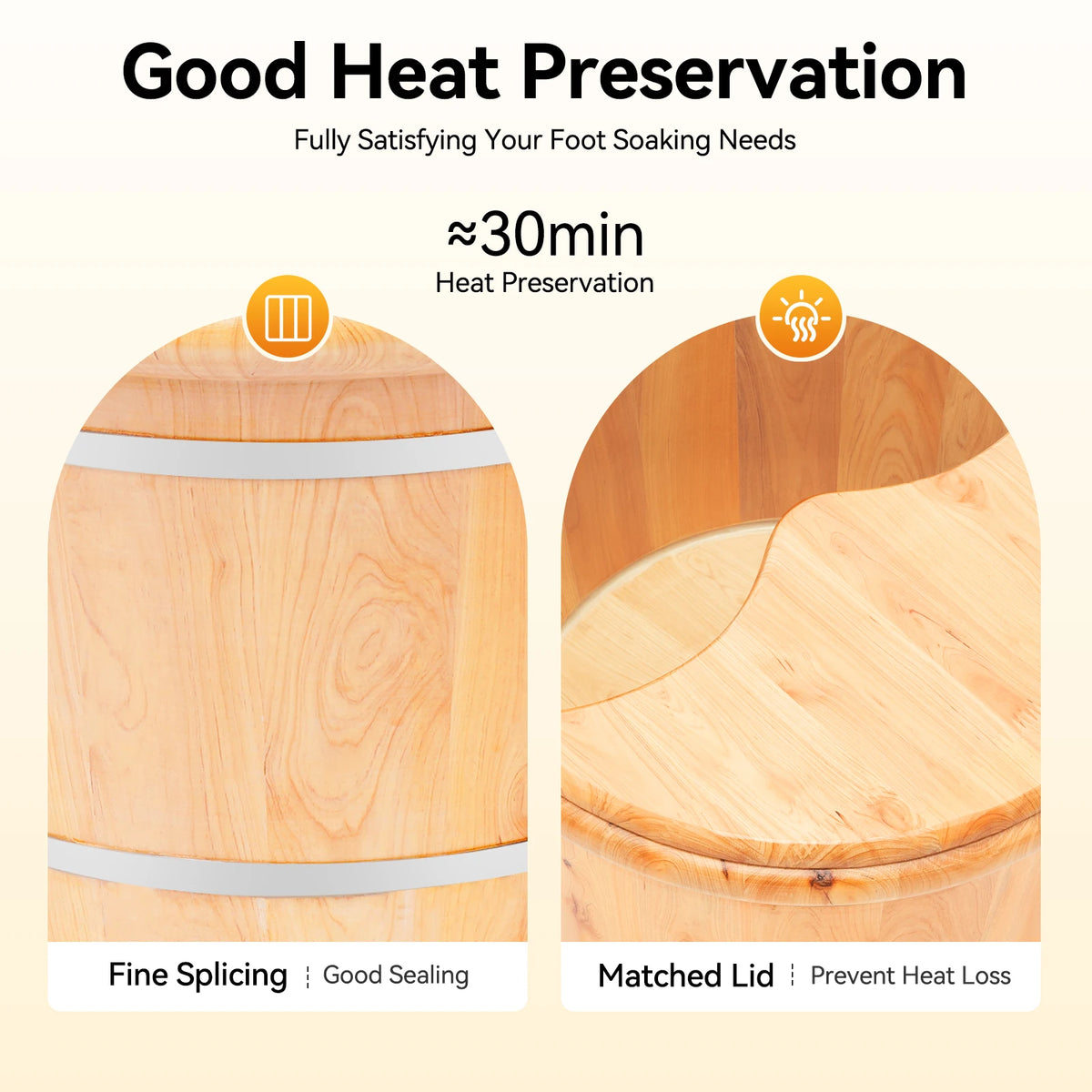Cedar Wood Foot Bath Massager Basin For Relaxing Home Soaks
