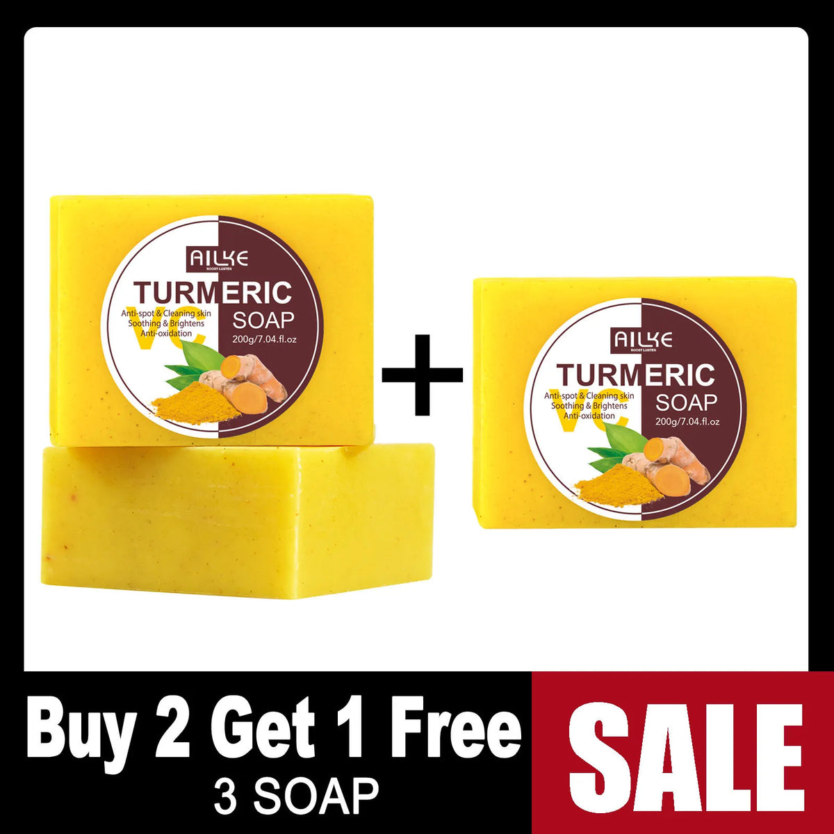 AILKE Natural Turmeric Soap Bar For Brightening And Clear Skin